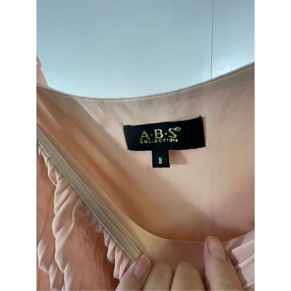 ABS Collection Blush Pink Pleated Semi Sheer Lined Dress Size 8 - Picture 7 of 10